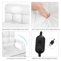 Costway Folding Floor Armchair W/6-position Adjustable Back & Lumbar Pillow White -Costway GUEST 7c656764 c6d0 4883 9168 47cda74899f3