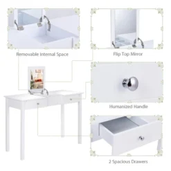 Costway Vanity Table Dressing Table Flip Top Desk Furniture White -Costway GUEST 7c71cdcb 5cbc 4237 a414 6a67e5e56d5a