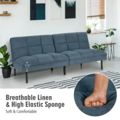 Costway Modern Convertible Futon Sofa Bed Linen Fabric Folding Couch Recliner GreyAquamarineBlue -Costway GUEST 7c8b89dc a16d 4d64 8504 3def679d4b63