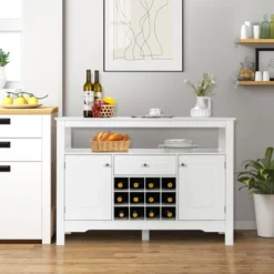 Costway Storage Buffet Sideboard Table Kitchen Sever Cabinet Wine Rack White -Costway GUEST 7c93602e 816f 4f8b ae22 35ff975257d0