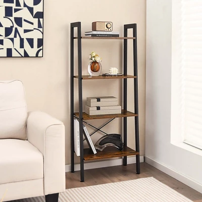 Costway 4-Tier Wood Ladder Shelf Ladder Bookcase Bookshelf Display Rack 3 Costway 4-Tier Wood Ladder Shelf Ladder Bookcase Bookshelf Display Rack