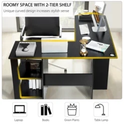 Costway Modern L-Shaped Computer Desk Writing Study Office Corner Desk W/Shelves -Costway GUEST 7ccac87e 93ee 40ae bc41 3ba73bf2b553