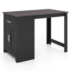 Costway Bar Table 35.5'' Counter Height Dining Table With Storage Cabinet & Drawer Black/Grey -Costway GUEST 7ccaec5a 4935 4098 b6a9 93a76acead39