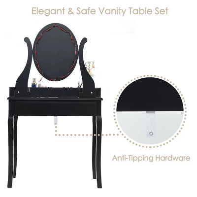 Costway Vanity Table Set W/10 Light Bulbs And Touch Switch Makeup Dressing Table 9 Costway Vanity Table Set W/10 Light Bulbs And Touch Switch Makeup Dressing Table - Image 7