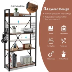 Costway 4 -Tier Industrial Bookshelf Open Storage Bookcase Display Shelf For Home Office -Costway GUEST 7d19ac83 143f 4da8 ae87 06aba11927fa