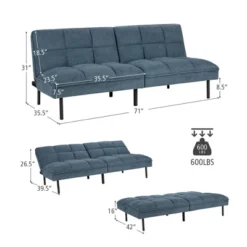 Costway Modern Convertible Futon Sofa Bed Linen Fabric Folding Couch Recliner GreyAquamarineBlue -Costway GUEST 7d36f4e3 ed30 4a68 80e0 678a99f561e8