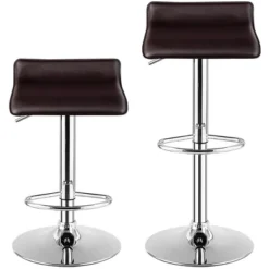 Costway Set Of 2 Swivel Bar Stool PU Leather Adjustable Kitchen Counter Bar Chair Coffee -Costway GUEST 7d5b2c5c 5277 48ff b2bc a1df621c14fd