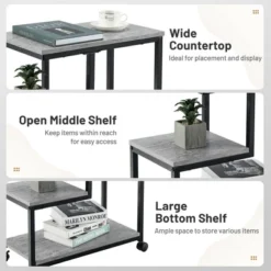 Costway 2 PCS 3 Tier Side Table W/ Casters Mobile End Table Storage Living Room Bedroom -Costway GUEST 7d619c13 17d5 42a8 a8ee 07051190d766