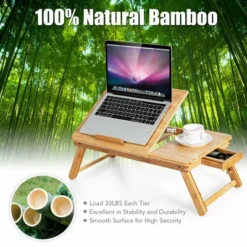 Costway Bamboo Laptop Desk Adjustable Folding Bed Tray W/Drawer Heat Dissipation -Costway GUEST 7d8687e4 fa4c 44b5 b152 e032ebdc6181