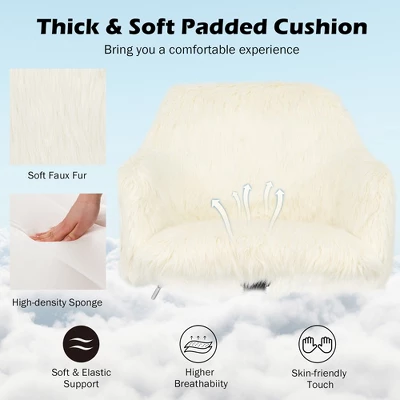 Costway Synthetic Swivel Office Chair Adjustable Task Chair Fluffy Vanity Chair 6 Costway Synthetic Swivel Office Chair Adjustable Task Chair Fluffy Vanity Chair - Image 4