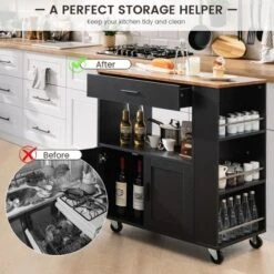 Costway Kitchen Island Cart Rolling Storage Cabinet W/ Drawer & Spice Rack Shelf -Costway GUEST 7dc8cfd9 4524 4b5c b5eb 12eaf200e5d1