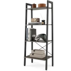 Costway 4-Tier Bookshelf Industrial Display Storage Shelf Plant Flower Stand Metal Frame Brown/Gray -Costway GUEST 7dcdbe71 3ddf 4adf 8f4b 8271e9050955