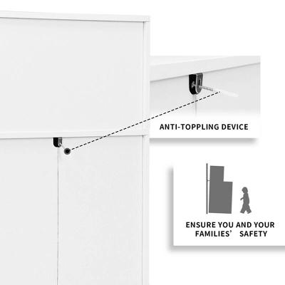 Costway 3 Drawer Dresser W/ Cubbies Storage Chest For Bedroom Living Room White/Black/Grey 10 Costway 3 Drawer Dresser W/ Cubbies Storage Chest For Bedroom Living Room White/Black/Grey - Image 8