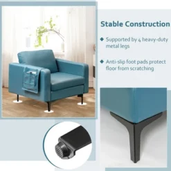 Costway Modern Leathaire Fabric Accent Armchair Single Sofa W/ Side Storage Pocket -Costway GUEST 7dd11e0d c5fb 430a 9db7 69f6235e0e06