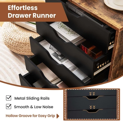 Costway 5 Drawer Chest Storage Dresser Floor Cabinet Organizer With Wheels Rustic Brown 8 Costway 5 Drawer Chest Storage Dresser Floor Cabinet Organizer With Wheels Rustic Brown - Image 6