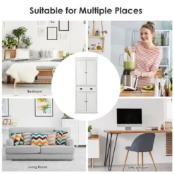 Bestcomfort Kitchen Cabinet Pantry Cupboard Freestanding W/Shelves White -Costway GUEST 7df98041 c959 44da 97f4 35e19631449f