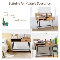 Costway Makeup Vanity Table Computer Writing Desk Storage With Drawer Shelf Industrial -Costway GUEST 7e23366e 04cd 4b85 b2a7 1ffb51f6ad1d