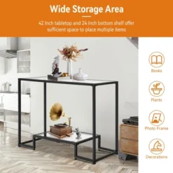 Costway Entryway Console Sofa Side Table W/Tempered Glass For Entrance Living Room -Costway GUEST 7e25e779 3e64 403c ac8e c163afc5f71a