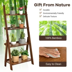 Costway 4 Tiers Bamboo Ladder Shelf Bookcase Storage Organizer Plant Flower Stand 18 Costway 4 Tiers Bamboo Ladder Shelf Bookcase Storage Organizer Plant Flower Stand -Costway GUEST 7e3ad94f 6e07 4e7c 82a9 2dcb134d0b31