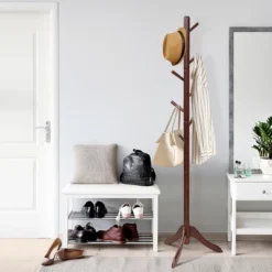 Costway Wooden Coat Rack Stand Entryway Hall Tree 2 Adjustable Height W/ 8 Hooks GrayBrown 17 Costway Wooden Coat Rack Stand Entryway Hall Tree 2 Adjustable Height W/ 8 Hooks GrayBrown -Costway GUEST 7e4f65f4 068b 4991 a480 a0b95972d6e7