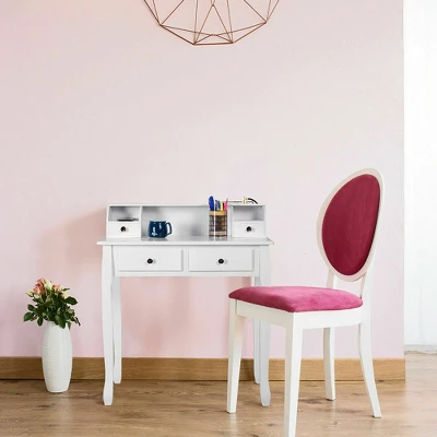 Costway Home Office Computer Desk Writing Desk With 4 Drawer White 3 Costway Home Office Computer Desk Writing Desk With 4 Drawer White