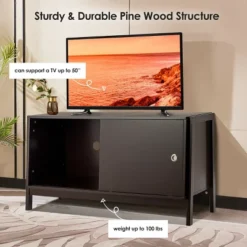 Costway TV Stand Modern Entertainment Cabinet For TV's Up To 50'' With Sliding Doors -Costway GUEST 7e8261e8 1e07 43c7 bd2b 1a759a8e76fc