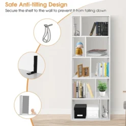 Costway 5-tier Wood Bookcase 66'' Tall Open Storage Shelf Display Rack W/10 Compartments -Costway GUEST 7ec0afbc 20b9 4c3d 9f35 c5c8ef55d1c8