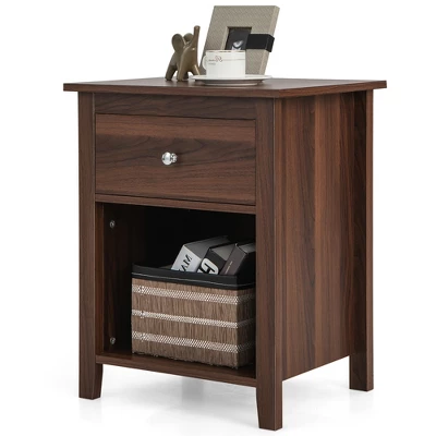 Costway Nightstand Bedside Table With Drawer & Open Shelf For Living Room Bedroom Walnut/Brown 11 Costway Nightstand Bedside Table With Drawer & Open Shelf For Living Room Bedroom Walnut/Brown - Image 9