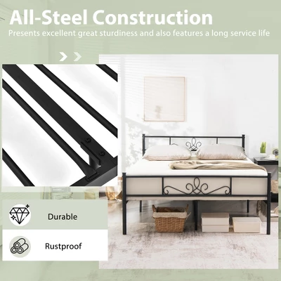 Costway Twin/Queen/Full Metal Platform Bed Frame With Headboard And Footboard No Box Spring Needed 9 Costway Twin/Queen/Full Metal Platform Bed Frame With Headboard And Footboard No Box Spring Needed - Image 7