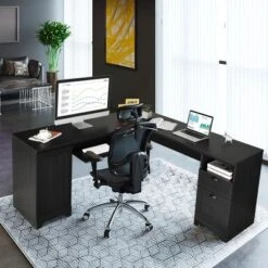 Costway L-Shaped Corner Computer Desk Writing Table Study Workstation W/ Drawers Storage Black 14 Costway L-Shaped Corner Computer Desk Writing Table Study Workstation W/ Drawers Storage Black -Costway GUEST 7f292cc0 f1fb 44b7 a695 b68832cd14ec