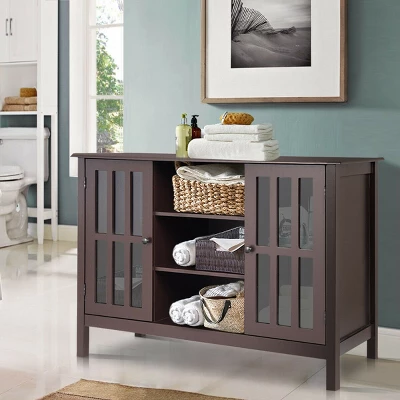 Costway Wood TV Stand Entertainment Media Center Console For TV Up To 50'' 5 Costway Wood TV Stand Entertainment Media Center Console For TV Up To 50'' - Image 3