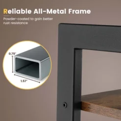 Costway 4-Tier Bookshelf Industrial Display Storage Shelf Plant Flower Stand Metal Frame Brown/Gray -Costway GUEST 7f4f3a86 0fcb 4bce b8bb 9e7b7eaa3b36 1