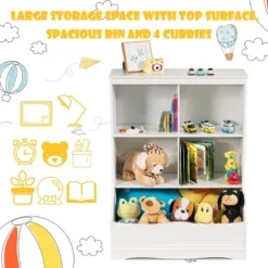 Costway 3-Tier Children's Multi-Functional Bookcase Toy Storage Bin Floor Cabinet GreyWhite -Costway GUEST 7fa12f9f 432c 4ff2 bb3e 5e8bd9ee95a2