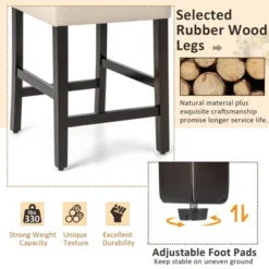 Costway Set Of 2 Upholstered Bar Stools 25'' Counter Height Chairs With Rubber Wood Legs Grey/Beige -Costway GUEST 7fb6d598 2b98 4622 8f0d 79314e54e117