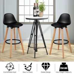 Costway Set Of 2 Mid Century Barstool 28.5" Dining Pub Chair W/Leather Padded Seat Black -Costway GUEST 7fc9dee4 880c 4091 8ebe c32f4ae09ce2