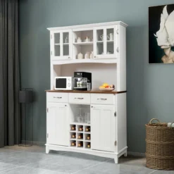 Costway Buffet And Hutch Kitchen Storage Cabinet Cupboard W/ Wine Rack & Drawers White 13 Costway Buffet And Hutch Kitchen Storage Cabinet Cupboard W/ Wine Rack & Drawers White -Costway GUEST 7fcca792 7136 4b1a 8817 cb7889754072