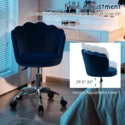 Costway Velvet Petal Shell Office Chair Adjustable Swivel Accent Vanity Armchair YellowBlueGreyPink -Costway GUEST 7fe1dede 0a35 4713 9c4e 789932ca0304