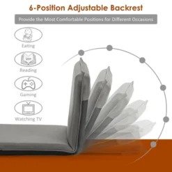 Costway Adjustable 6-Position Floor Chair Padded Folding Lazy Sofa Chair Grey -Costway GUEST 7ffb4110 e201 44f9 a9e2 44212f232436