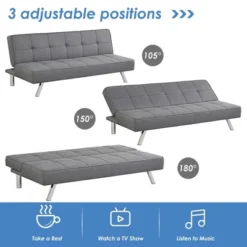 Costway Convertible Futon Sofa Bed Adjustable Sleeper With Stainless Steel Legs -Costway GUEST 804b4722 410d 43e6 a252 9ff99e873a53