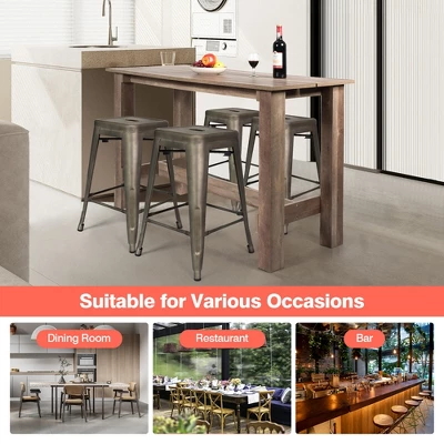 Costway 5 PCS Dining Table Set Kitchen Rectangular Counter Height Table W/ 4 Bar Stools 6 Costway 5 PCS Dining Table Set Kitchen Rectangular Counter Height Table W/ 4 Bar Stools - Image 4