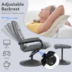 Costway 360° Swivel Recliner Chair PVC Leather Lounge Accent Armchair W/ Ottoman BrownBlackGrey -Costway GUEST 80a67e0c 4c3a 4cd6 9c10 b86129585875