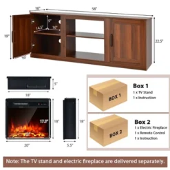 Costway 58'' Fireplace TV Stand Entertainment Console W/ 18'' Electric Fireplace -Costway GUEST 80bbac43 5509 4a09 880f 8baff7588914