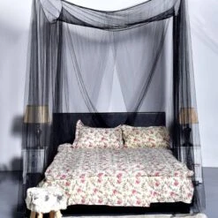 4 Corner Post Bed Canopy Mosquito Net Full Queen King Size Netting Bedding Black -Costway GUEST 80c3c6ed f68e 46d8 bac2 8c86724a4f3e