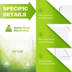 Costway 1/2PCS 24'' X 16'' Protective Plexiglass Sneeze Guard Acrylic Shield For Counter -Costway GUEST 81227f2d 5bd4 421e b64f b00af03f07bc