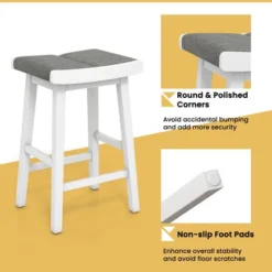 Costway Set Of 2 Saddle Bar Stools Counter Height Backless Kitchen Island Chairs -Costway GUEST 81889c37 c7d8 4622 af50 e7242a196e54