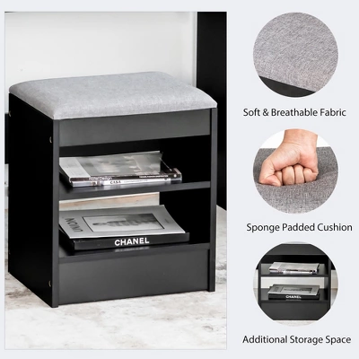 Costway Vanity Table Set With Lighted Mirror 8 LED Bulbs Large Drawer Cushion Stool 8 Costway Vanity Table Set With Lighted Mirror 8 LED Bulbs Large Drawer Cushion Stool - Image 6