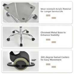 Costway Set Of 2 Rolling Acrylic Armless Desk Chair Swivel Vanity Ghost Chair Adjustable -Costway GUEST 81a8b5a4 7ec6 4daa 9b21 b5405ecaf77e