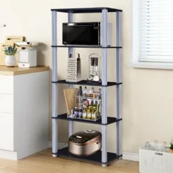 Costway 5-Tier Multi-Functional Storage Shelves Rack Display Bookcase Home Furni Black -Costway GUEST 81d21931 d413 4865 b5b8 92e3e6ad237b