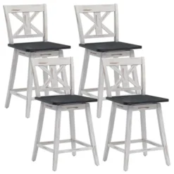 Costway 4PCS Swivel Bar Stools W/ Footrest Counter Height Chairs For Home -Costway GUEST 81da71f3 2620 4631 8500 f327563d72ce