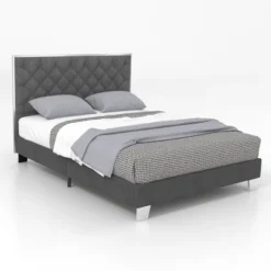 Costway Upholstered Bed Mattress Foundation With Button Tufted Velvet Headboard -Costway GUEST 81df170d ed89 44d3 9a6e 1d2f3903ed44